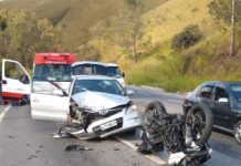 Motociclista morre em acidente grave na BR-265 entre Barroso e Barbacena.