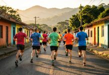 Corredores participam de prova de rua em manhã ensolarada no interior de Minas