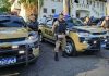 Polícia Militar reforça segurança no segundo turno em Barbacena e região Policiais militares e viaturas da PM perfilados antes do início da operação