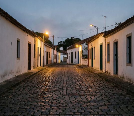 Policiais militares socorrem bebê engasgado em Correia de Almeida Rua tranquila de distrito do interior de Minas Gerais ao entardecer