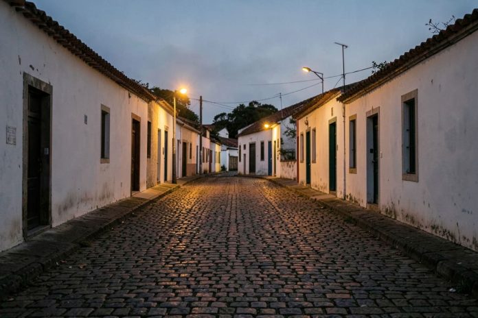 Policiais militares socorrem bebê engasgado em Correia de Almeida Rua tranquila de distrito do interior de Minas Gerais ao entardecer
